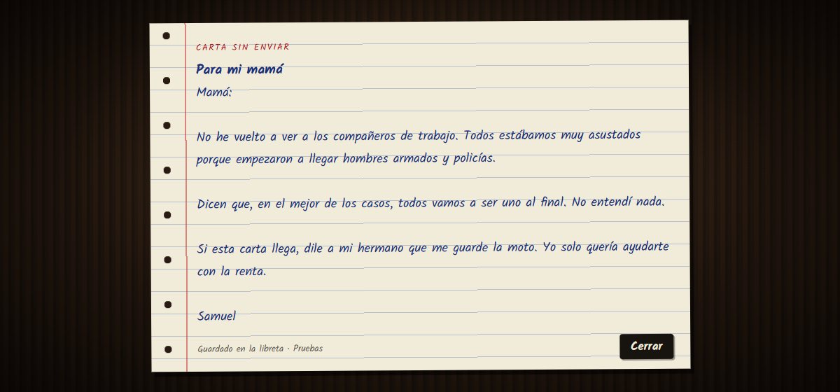 Una carta sin enviar, en una esquina del laboratorio